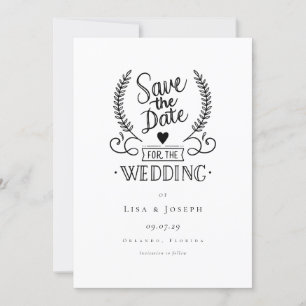 Save The Date Simple script noir et blanc Enregistrer la date