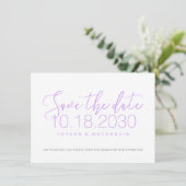 Save The Date Simple script photo Orchidée violet Enregistrer la (Debout devant)