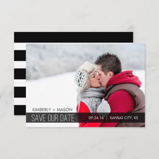Save The Date Simple Stripes Mariage Enregistrer la date Mini In (Devant / Derrière)