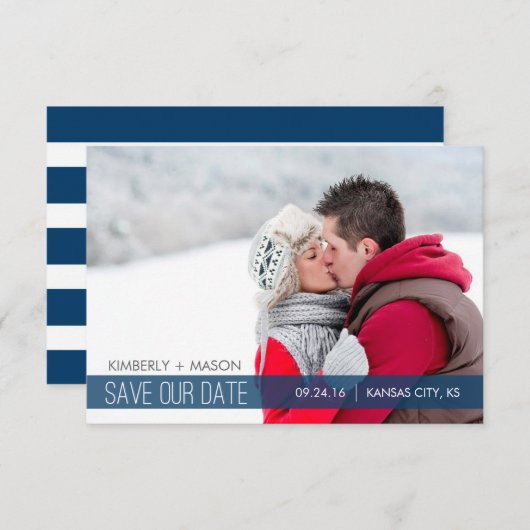 Save The Date Simple Stripes Mariage Enregistrer la date Mini In (Devant / Derrière)