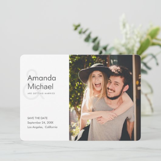 Save The Date Simple style moderne photo mariage Enregistrer la (Debout devant)