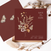 Save The Date Simple Terracotta Automne Fleur sauvage Mariage