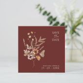 Save The Date Simple Terracotta Automne Fleur sauvage Mariage (Debout devant)