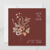Save The Date Simple Terracotta Automne Fleur sauvage Mariage (Devant)