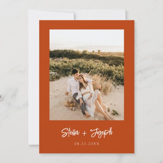 Save The Date Simple Terracotta Moderne Boho Chic Mariage Photo (Dos)