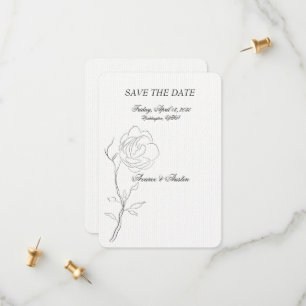 Save The Date Simple tige de jasmin noir et blanc