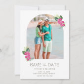 Save The Date Simple Tropical Flower Photo Plage Mariage (Devant)