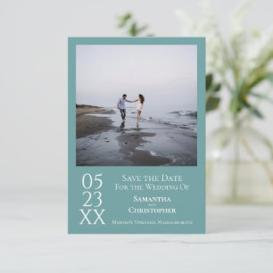 Save The Date Simple Turquoise minimaliste photo Mariage