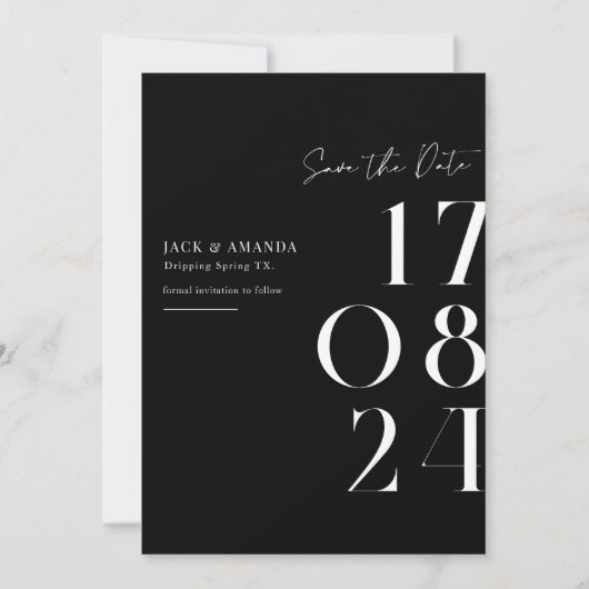 Save The Date Simple typographie minimale Mariage enregistrer la (Devant)