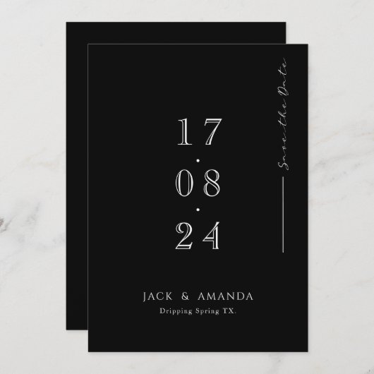 Save The Date Simple typographie minimale Mariage enregistrer la (Devant / Derrière)