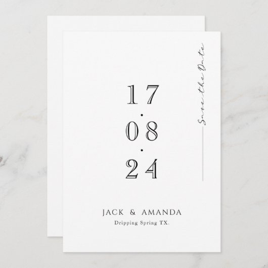 Save The Date Simple typographie minimale Mariage enregistrer la (Devant / Derrière)