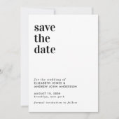 Save The Date Simple Typographie moderne Mariage Enregistrer la  (Devant)