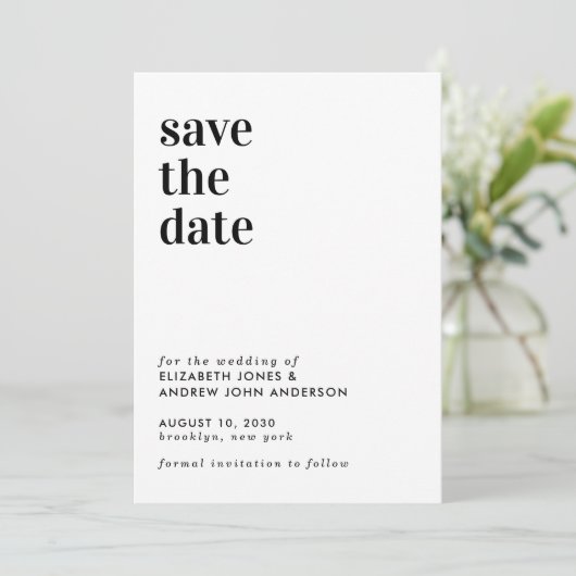 Save The Date Simple Typographie moderne Mariage Enregistrer la  (Debout devant)