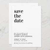 Save The Date Simple Typographie moderne Mariage Enregistrer la  (Devant / Derrière)