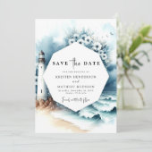 Save The Date Simple typographie romantique Mariage phare (Debout devant)