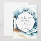 Save The Date Simple typographie romantique Mariage phare (Devant / Derrière)