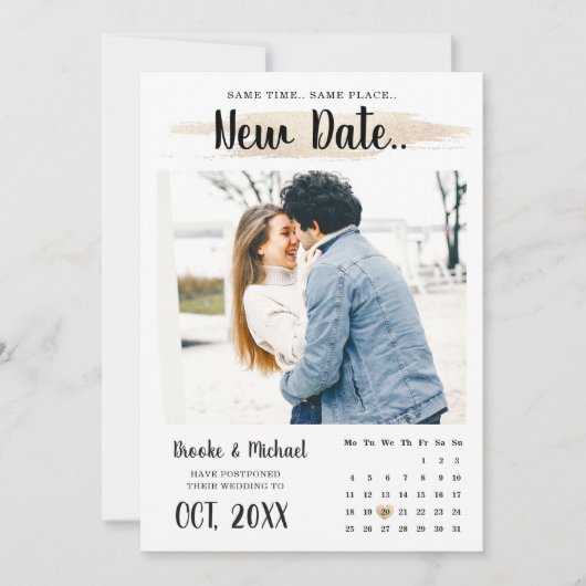 Save The Date Simple unique élégant Calendrier Changer la date (Devant)