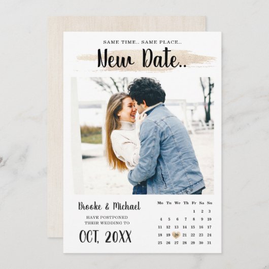 Save The Date Simple unique élégant Calendrier Changer la date (Devant / Derrière)