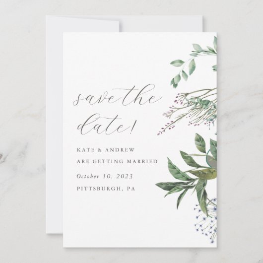 Save The Date Simple verdure Meadow Mariage Photo Enregistrer la (Devant)