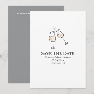 Save The Date Simple verre de champagne illustration minimaliste