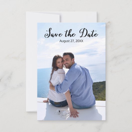 Save The Date Simple Vertical Photo Elegant Script-3x5 Épargnez/ (Devant)
