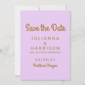 Save The Date Simple Vibrant Jouer Géométrique Lilac et rouille (Devant)