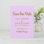 Save The Date Simple Vibrant Jouer Géométrique Lilac et rouille (Debout devant)