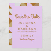 Save The Date Simple Vibrant Jouer Géométrique Lilac et rouille (Devant / Derrière)