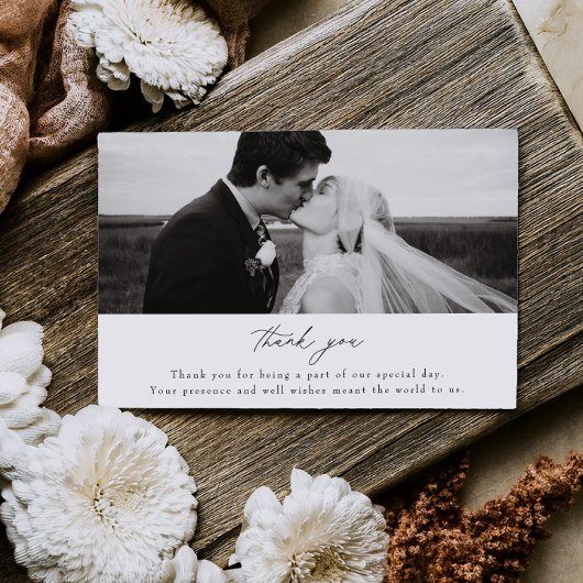 Save The Date Simple Wedding Photo Thank you Flat Card