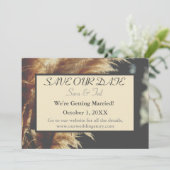 Save The Date Simplement Élégant Herbe de Pampas Notre Mariage (Debout devant)