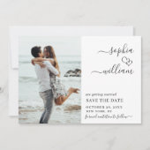Save The Date Simplement Élégant Mariage Photo Coeurs Simple Mod (Devant)