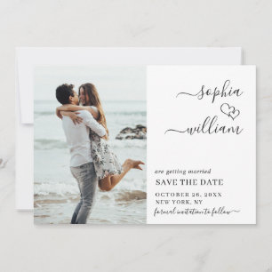 Save The Date Simplement Élégant Mariage Photo Coeurs Simple Mod