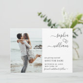 Save The Date Simplement Élégant Mariage Photo Coeurs Simple Mod (Debout devant)