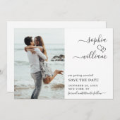 Save The Date Simplement Élégant Mariage Photo Coeurs Simple Mod (Devant / Derrière)
