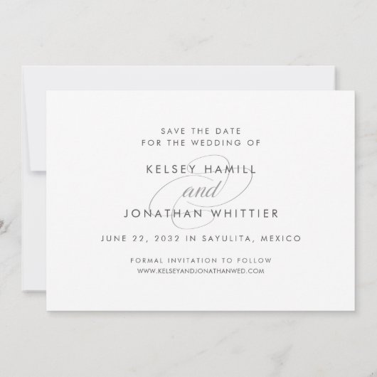 Save The Date Simplement élégant | Photo horizontale Enregistrer (Dos)