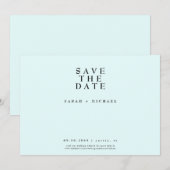 Save The Date Simplement Moderne Texte Seul Mariage Bleu Glace (Devant / Derrière)
