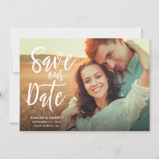 Save The Date Simplement Style Moderne Typographie Photo | BLANC (Devant)