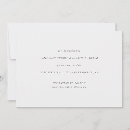 Save The Date Simples frontières Vert Typographie Mariage photo (Dos)