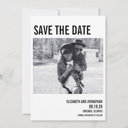 Save The Date Simples Typographie Minimale Photo Enregistrer La (Devant)
