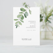 Save The Date Simplicité et feuillage Mariage blanc (Debout devant)