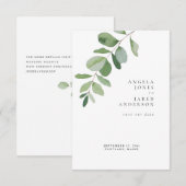 Save The Date Simplicité et feuillage Mariage blanc (Devant / Derrière)