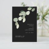 Save The Date Simplicité et feuillage Mariage noir (Debout devant)