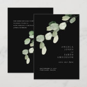 Save The Date Simplicité et feuillage Mariage noir (Devant / Derrière)