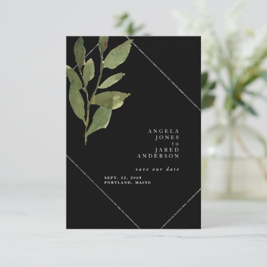 Save The Date Simplicité et verdure Mariage noir (Debout devant)