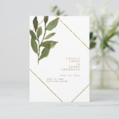 Save The Date Simplicité et verdure Or & Mariage blanc (Debout devant)