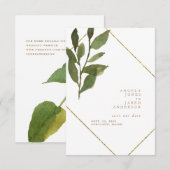 Save The Date Simplicité et verdure Or & Mariage blanc (Devant / Derrière)