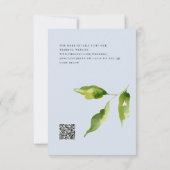 Save The Date Simplicité Feuillage Bleu Poussiéreux Mariage (Dos)