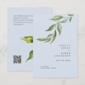 Save The Date Simplicité Feuillage Bleu Poussiéreux Mariage (Devant / Derrière)