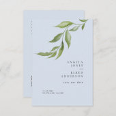 Save The Date Simplicité Foliage Dusty Blue Mariage (Devant / Derrière)