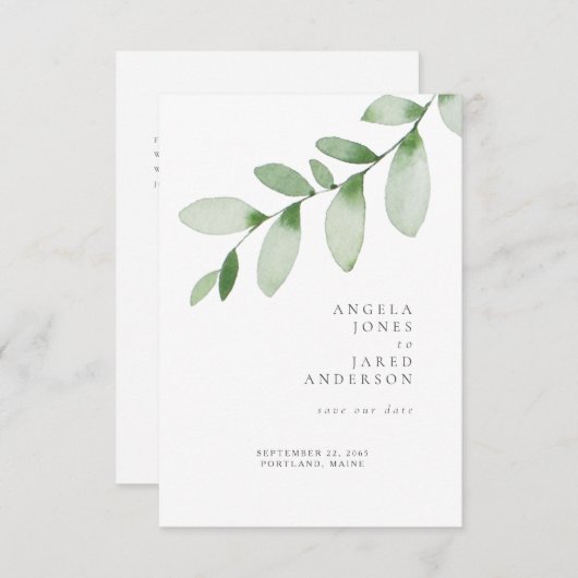 Save The Date Simplicité & Foliage Mariage Enregistrer notre dat (Devant / Derrière)